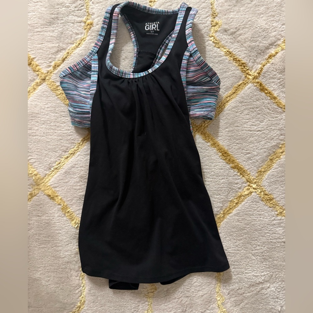 Athleta Girls size 7 sports bra cami workout top tank top built in bra small
